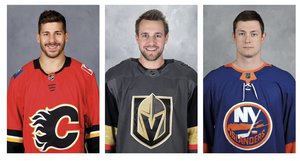 <p>Yasin Ehliz, Brooks Macek und Tom Kühnhackl (von links); Fotos: NHL Media</p><br/>